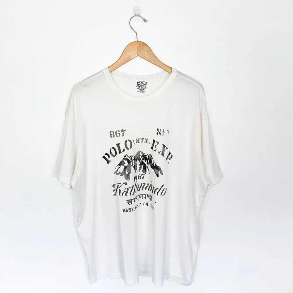 Polo Ralph Lauren Men’s Kathmandu Mountain White Short Sleeve Tee Shirt